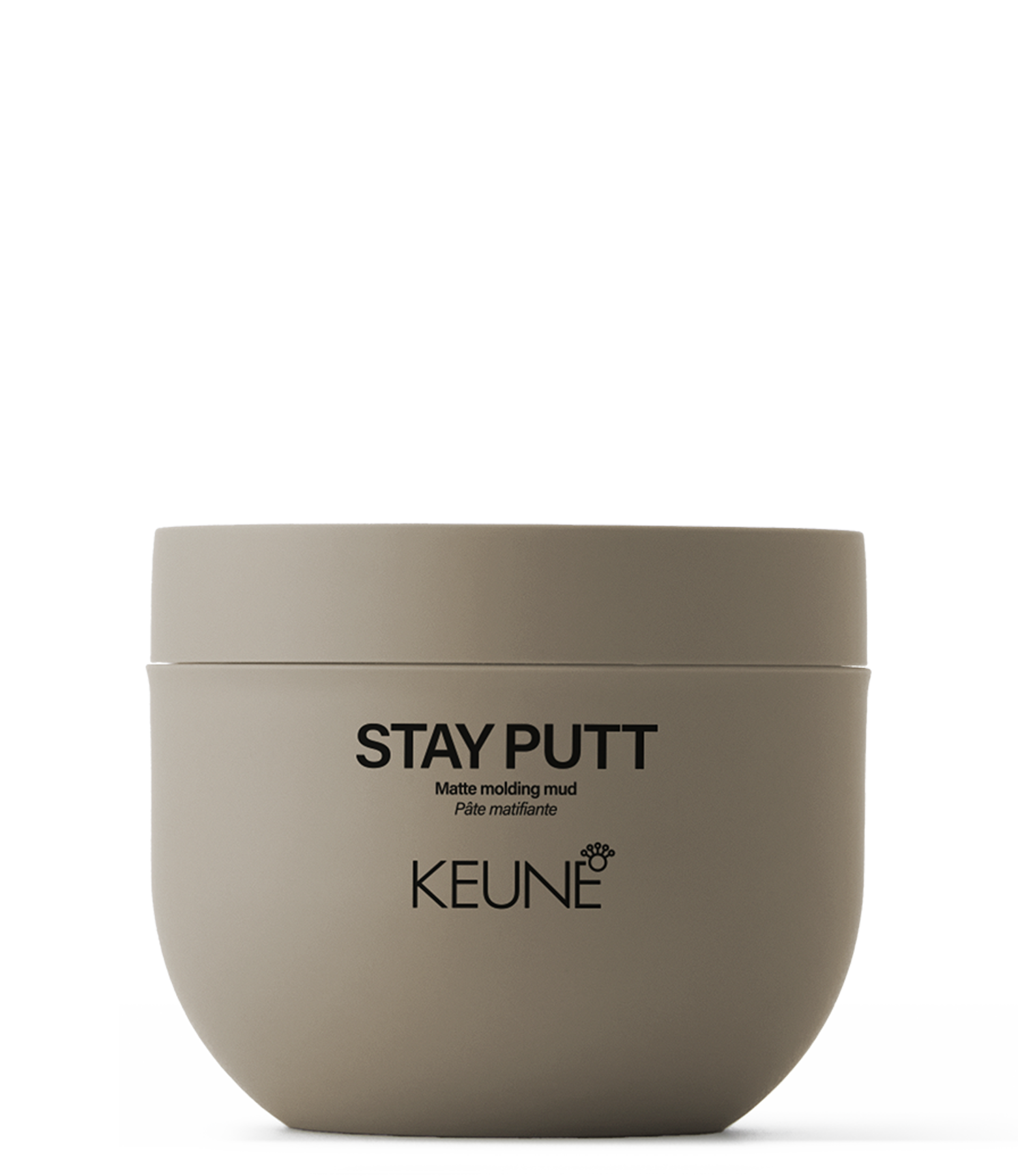 Mold and style your hairstyle with Keune Stay Putt Matte Molding Mud, perfect for styling greasy hair with a soft-touch feel.